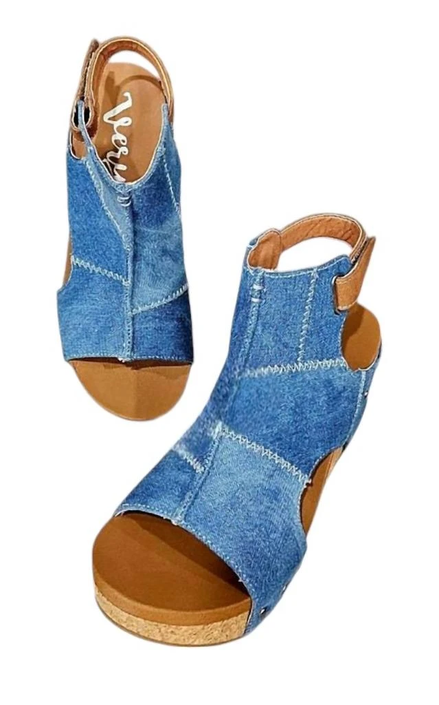 Very G Lala Denim Wedge Sandal In Blue 2