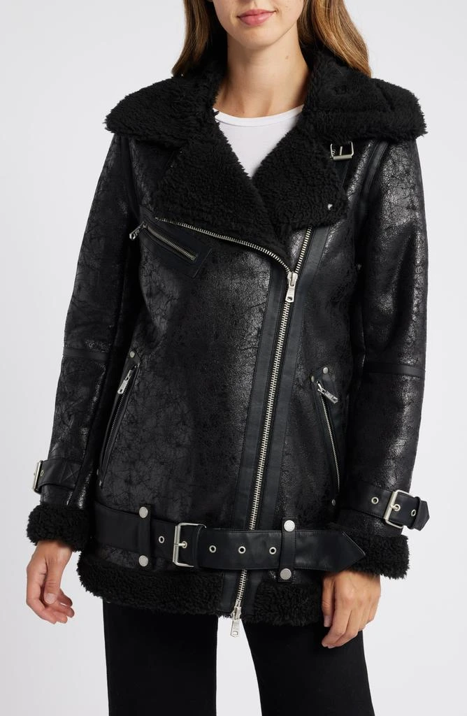 Avec Les Filles Faux Shearling Biker Jacket 1
