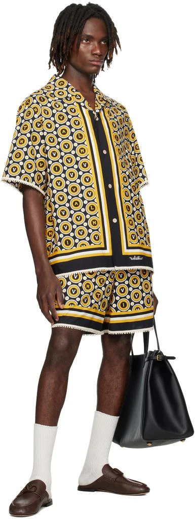Valentino Black 
Yellow Cotton Poplin Bowling Shirt 4