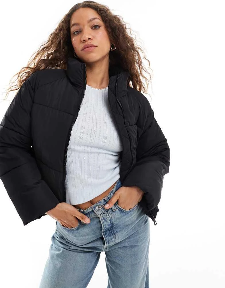 Monki Monki padded jacket in black 1