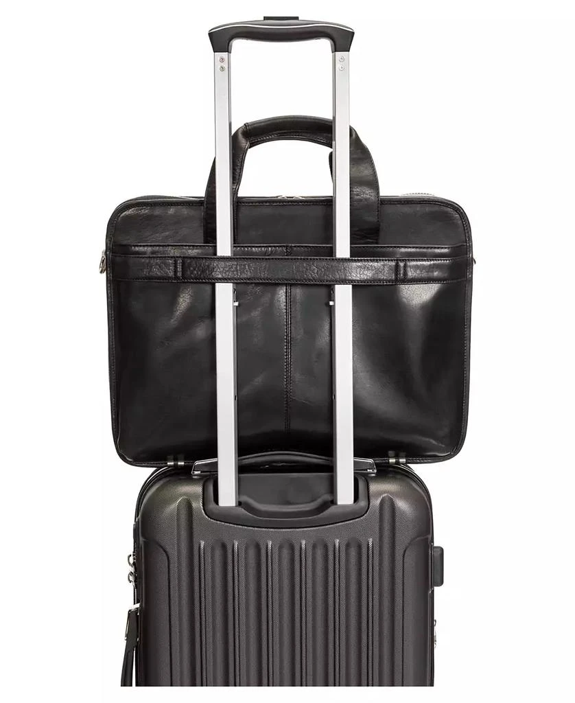 Mancini Leather Goods Men's Buffalo Double Compartment Top Zipper 15.6" Laptop and Tablet Briefcase 6