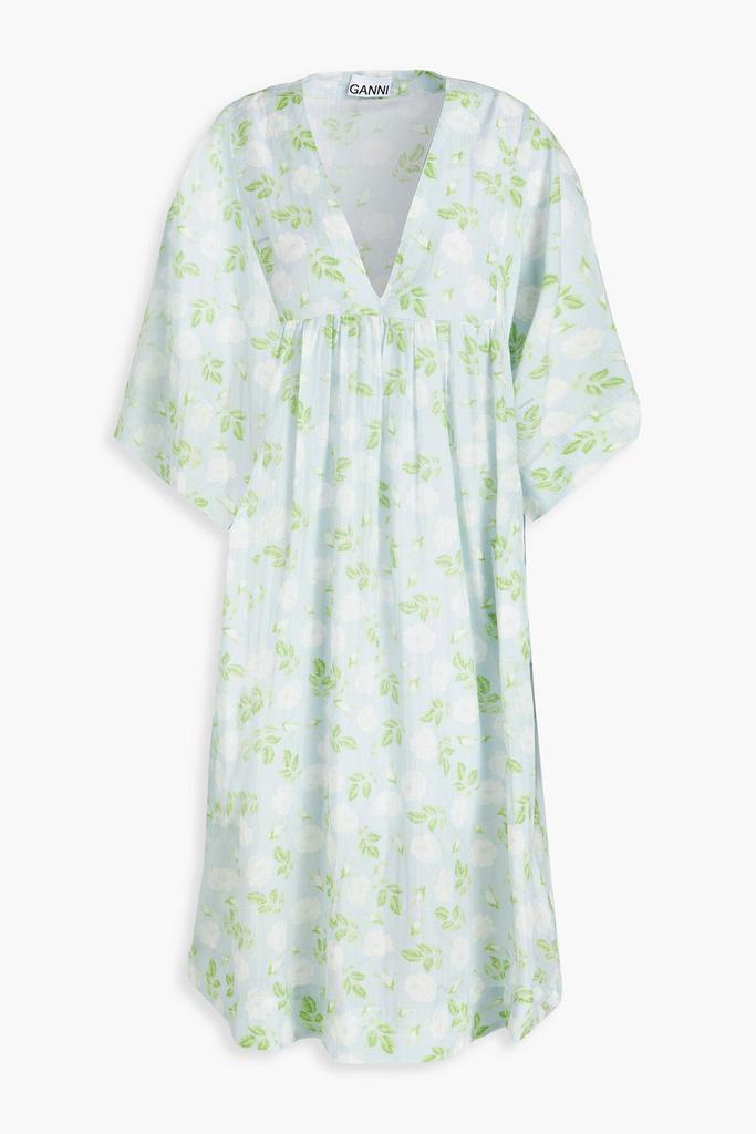 Ganni Floral-print cotton and silk-blend midi dress