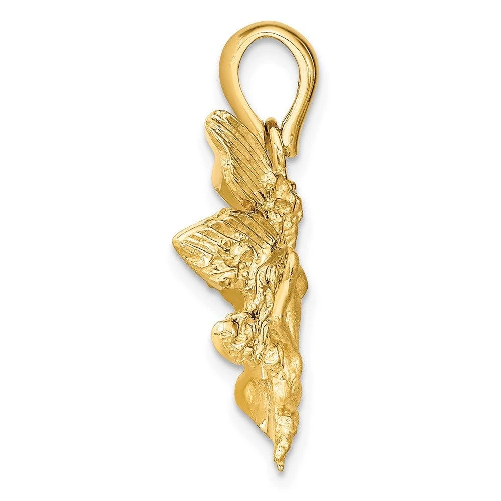 Diamond2Deal 14k Yellow Gold Satin and Polished Fairy Charm Pendant 2