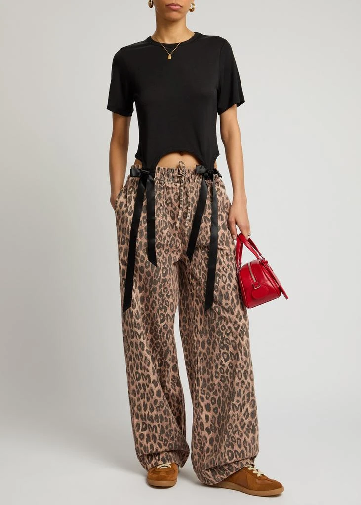 DAMSON MADDER Rafe leopard-print wide-leg jeans 4