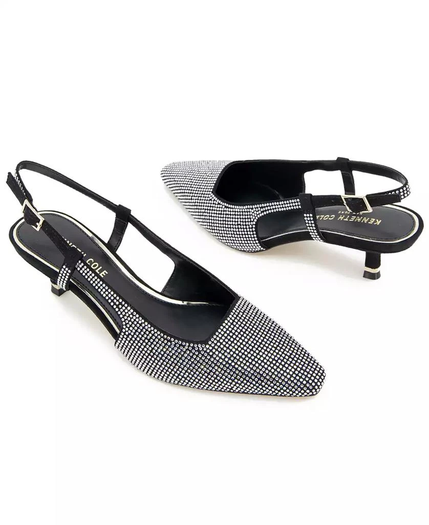 Kenneth Cole Women's Martha Crystals Kitten Heel Sling Back Pumps 12
