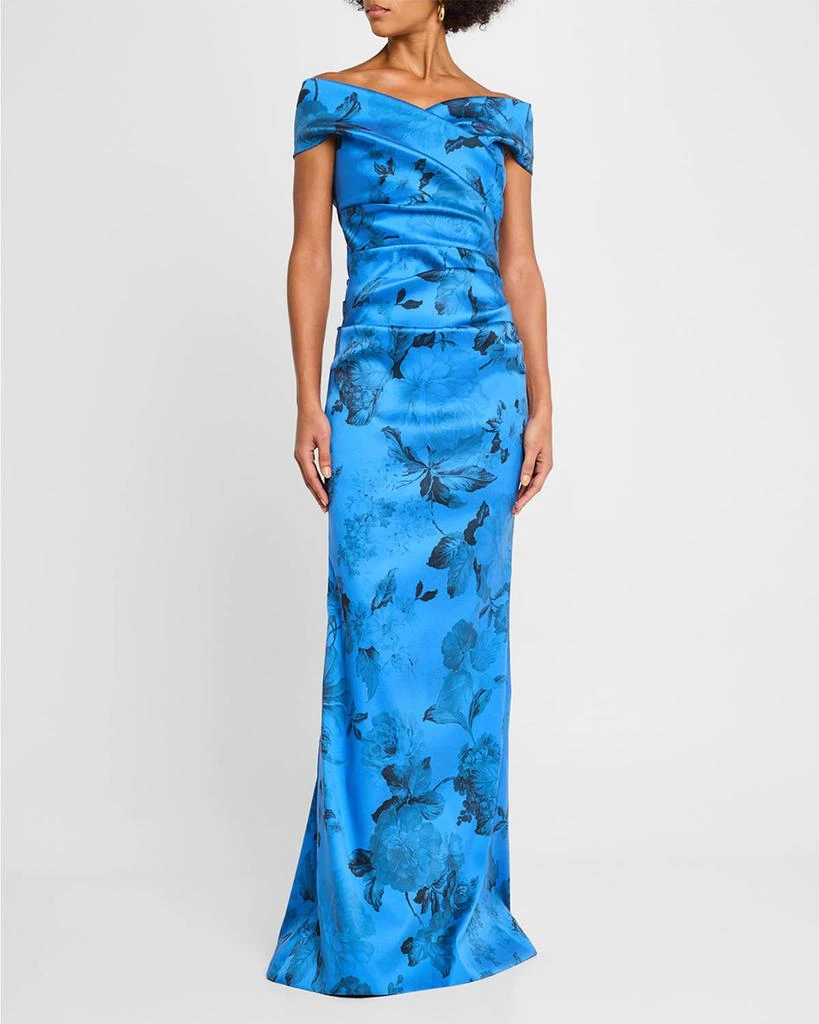 Teri Jon Off-Shoulder Gazar Column Gown 4