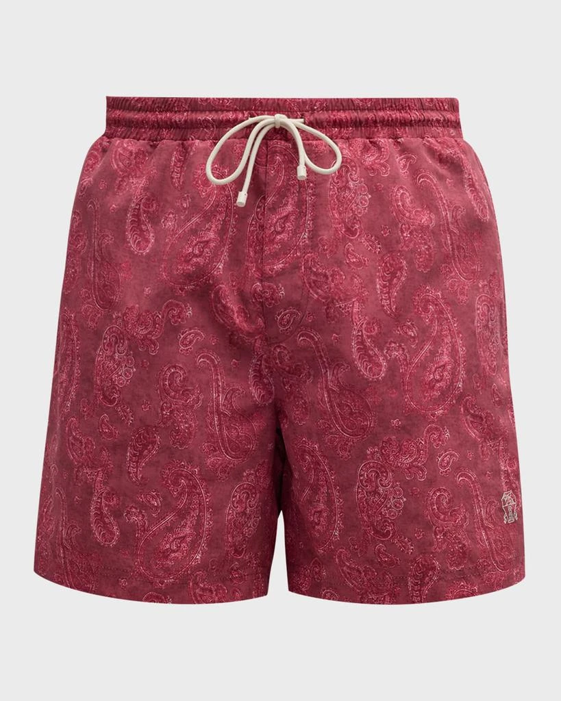 Brunello Cucinelli Men's Paisley-Print Drawstring Swim Shorts 1