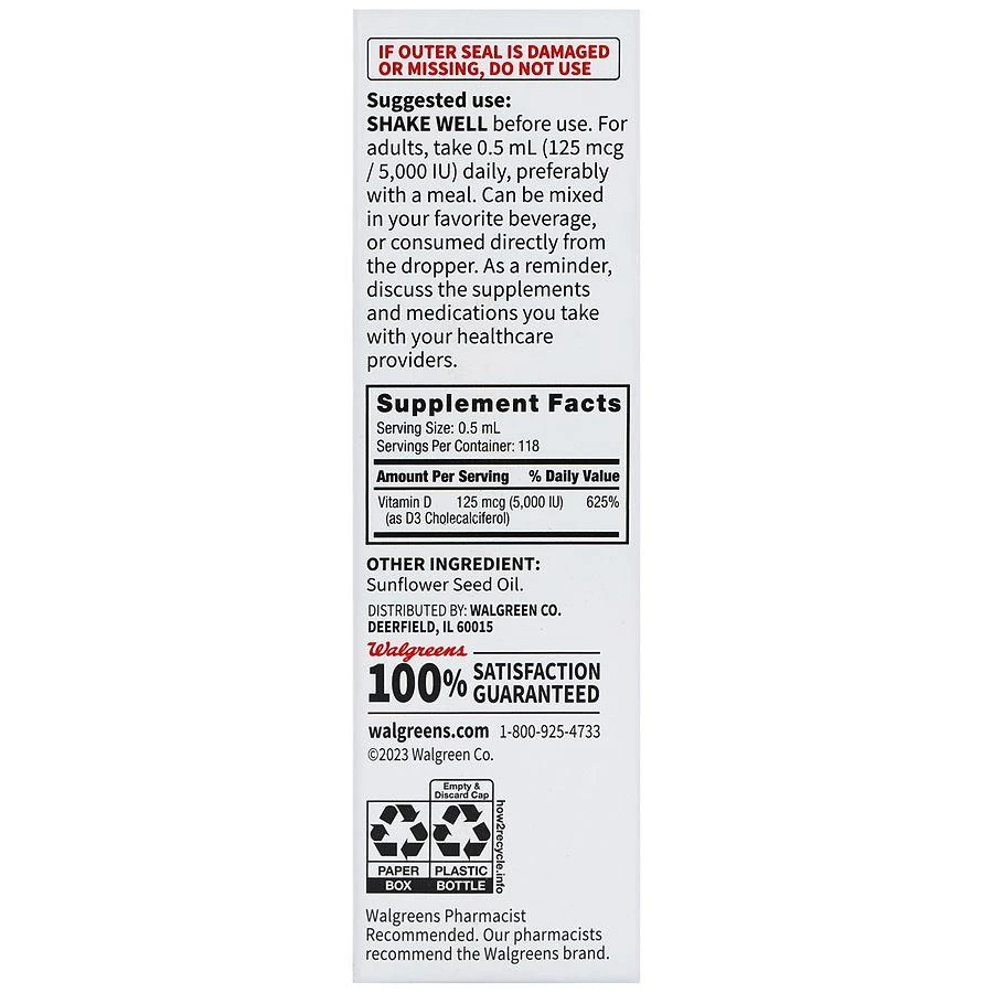 Walgreens Free & Pure Liquid Vitamin D3 125 mcg (5000 IU) 4