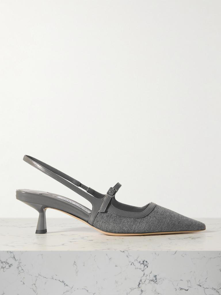 Jimmy Choo Didi 45 皮革边饰法兰绒露跟中跟鞋 - IT36 - High