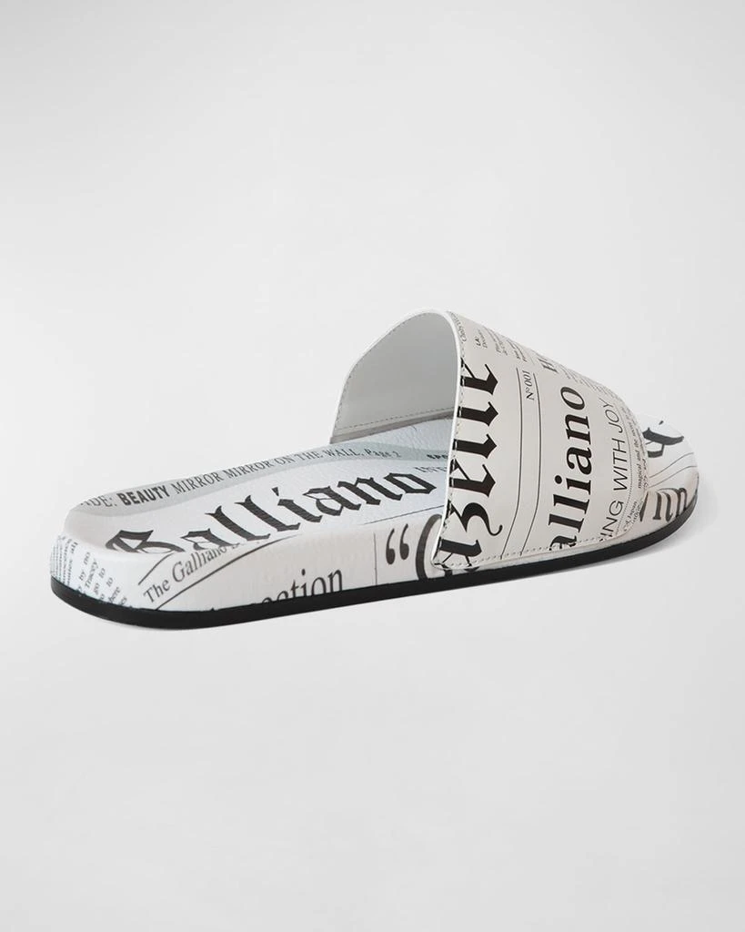 John Galliano Paris Men's Gazette-Print Leather Pool Slides 3