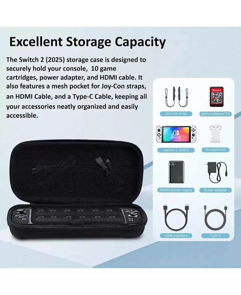 NBCP Carrying Storage Case for Switch 2, Durable Hard Shell Messenger Bag, Soft Lining, 8 Game Card Slots, Protective Travel Storage 4