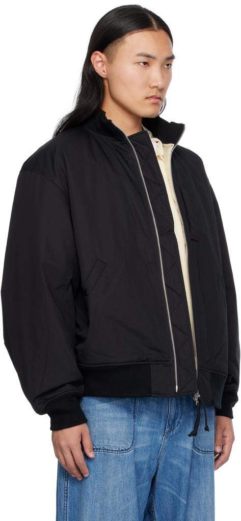 Shop Black Insulation Varsity Bomber Jacket on Sale at Shop Black Insulation Varsity Bomber Jacket on Sale at