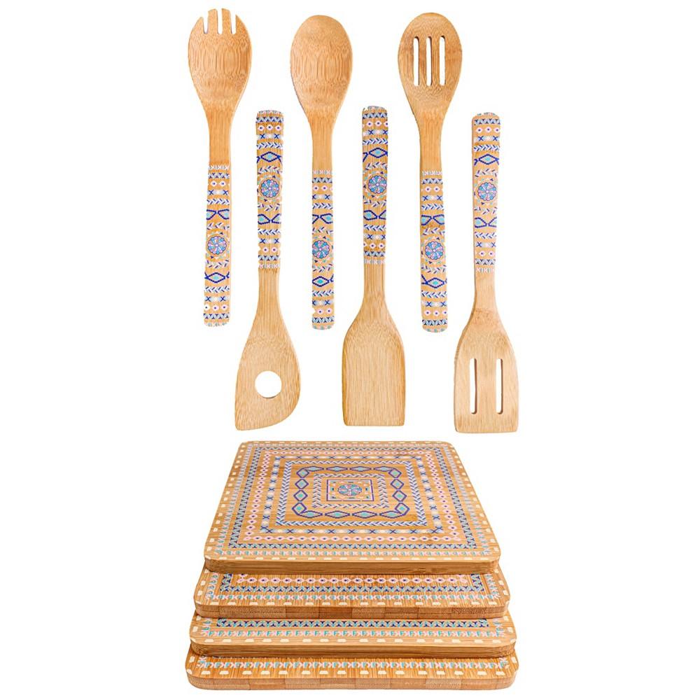 BergHOFF Bamboo 10 Piece Patterned Utensil Set