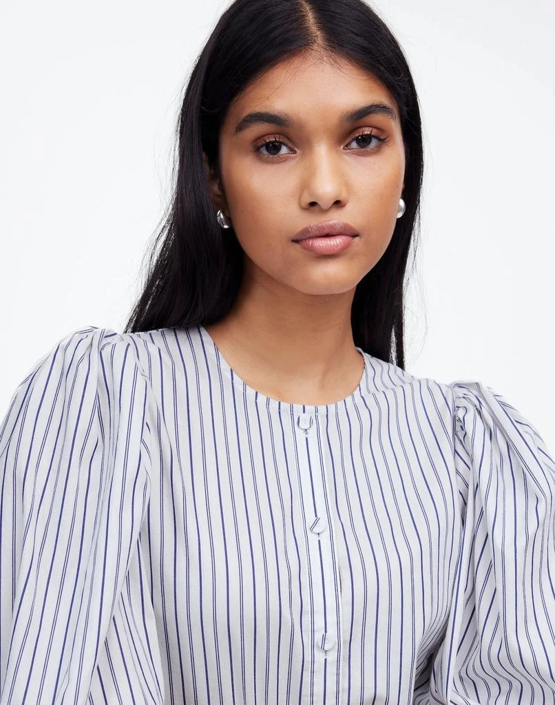 Madewell Puff-Sleeve Button-Up Top in Stripe 5