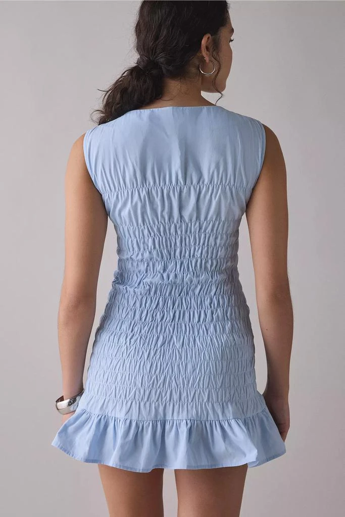 Urban Outfitters Another Girl Shirred Cotton-Blend Poplin Boatneck Mini Dress 4