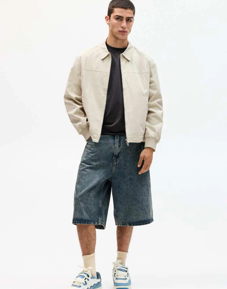 Pull&Bear Pull&Bear Lightweight jacket with lapel collar in sand 3
