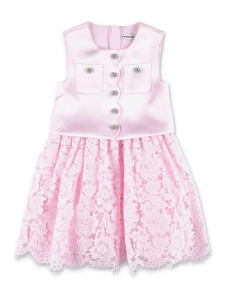 Self Portrait Self-portrait Kids Satin Lace Diamanté Dress