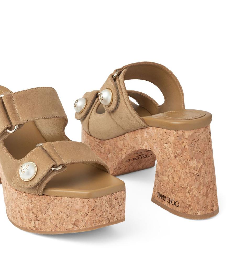 Jimmy Choo Fayence 95 Velvet Suede Wedge Sandals - Shoes