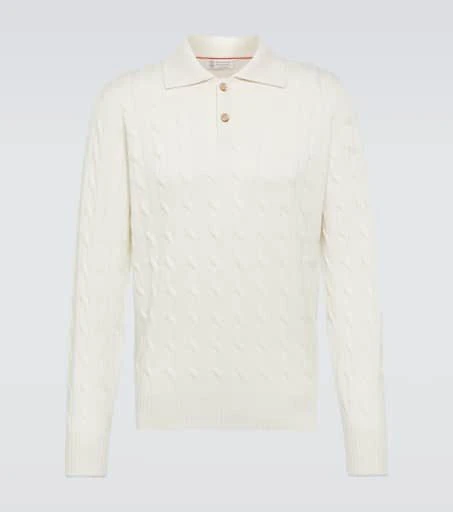 Brunello Cucinelli Cable-knit cashmere polo sweater 1