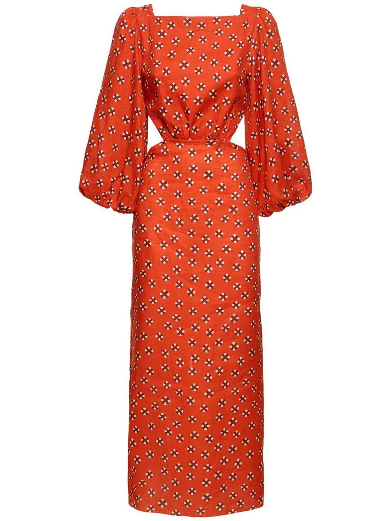 linen square neck midi dress Saulay Square Neck Linen Midi Dress - / Ink Blue- Size2XS