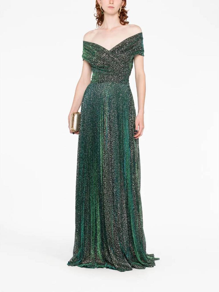 Talbot Runhof Talbot Runhof - Off Shoulder Metallic Voile Gown