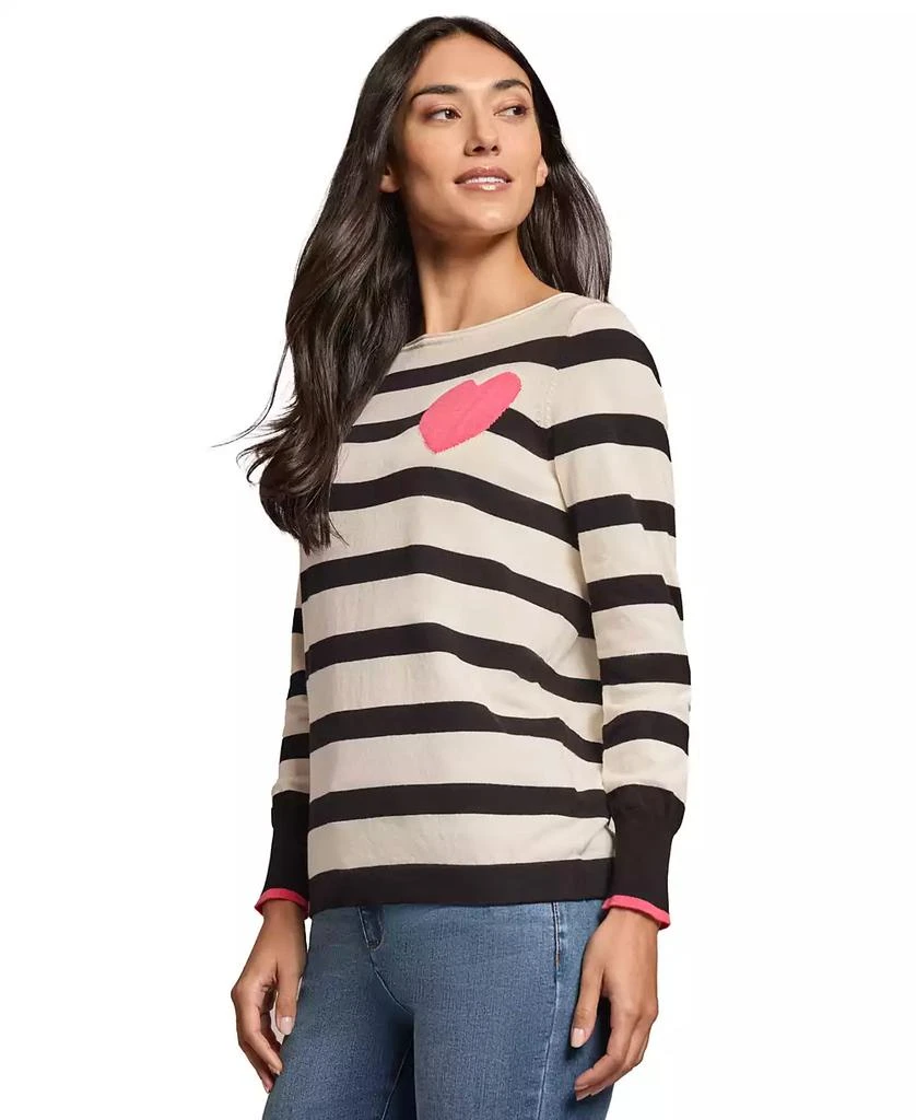 JONES NEW YORK Petite Intarsia Heart Striped Sweater 2