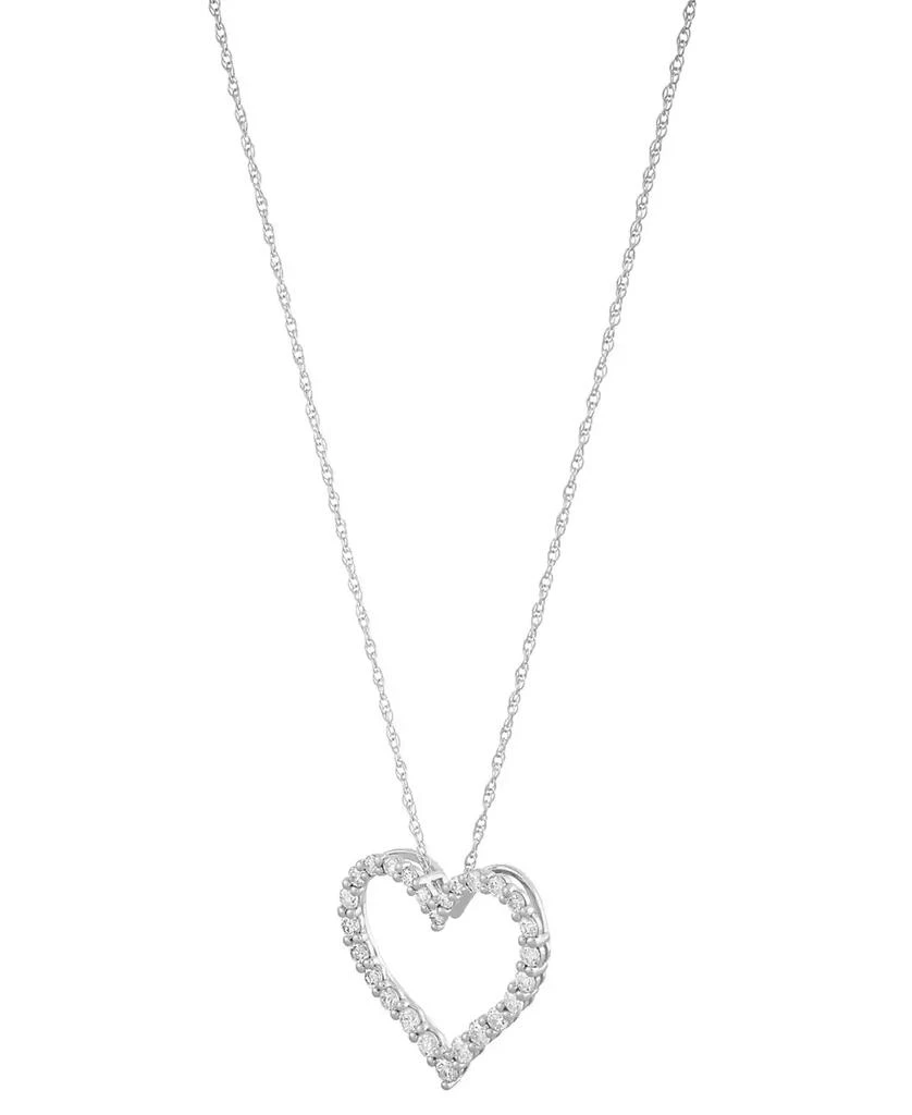 Macy's Diamond Open Heart Pendant Necklace (1/2 ct. t.w.) in 14k White Gold, 16" + 2" extender 3