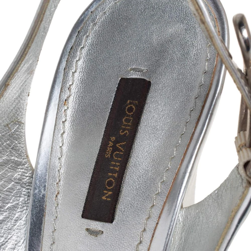Louis Vuitton Louis Vuitton Silver Leather  Peep Toe Slingback Sandals Size 41 7