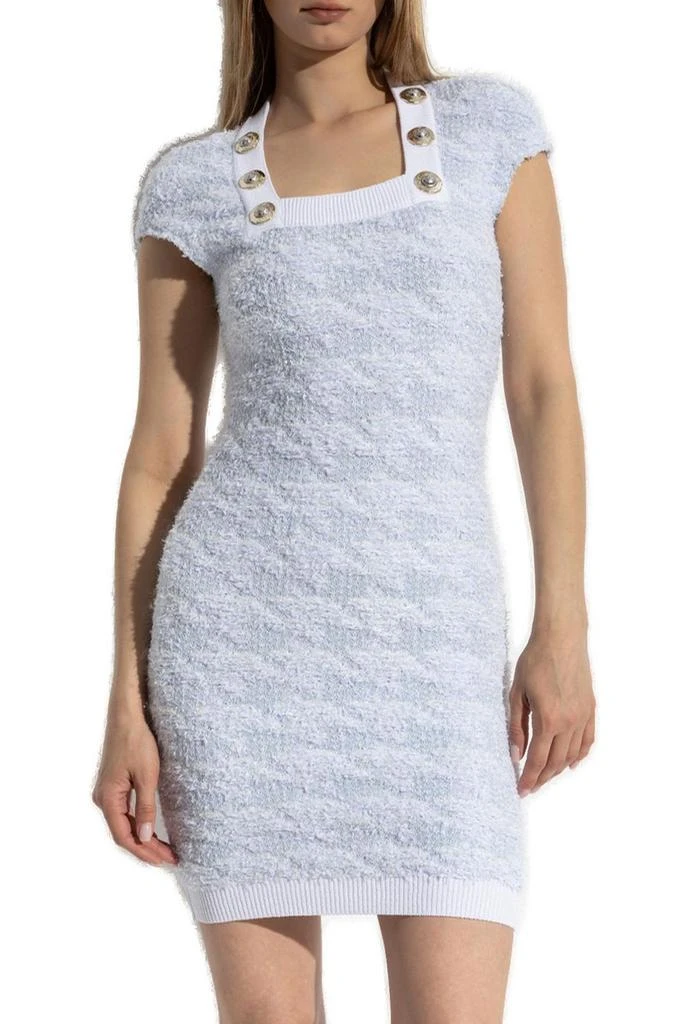 Balmain Balmain Button Detailed Square-Neck Mini Dress 2