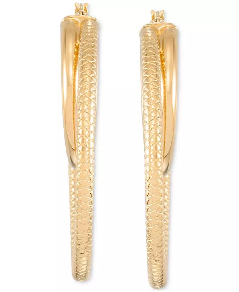 Simone I. Smith Double Polished Hoop Earrings in 18k Yellow Gold Over Sterling Silver (45mm) 3