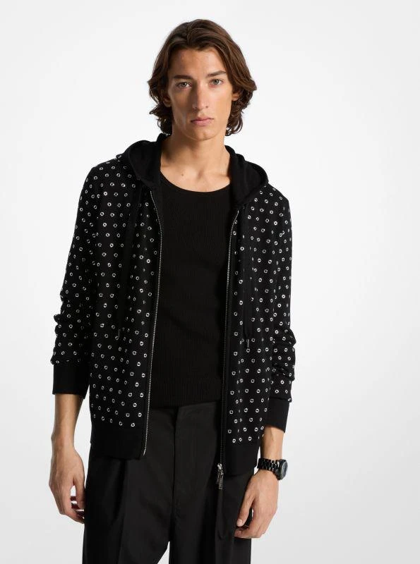 Michael Kors Grommeted Wool Zip-Up Hoodie 4