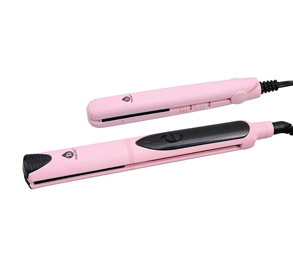 PURSONIC Pursonic Professional Salon Quality Flat Iron Hair Straightener With A Free Travel Straightener! Includes Digital Lcd Display, Dual Voltage, Instant Heating, Cearmic Coated Plate