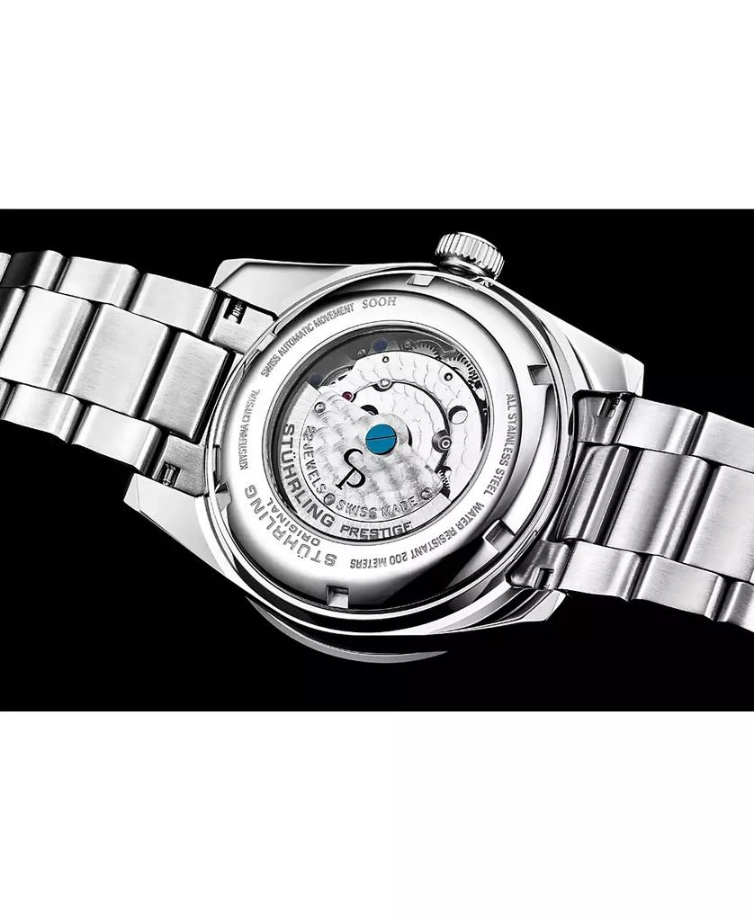 Stuhrling Men s Aquadiver 44mm Swiss Automatic Diver Watch, Green Dial, Stainless Steel Bracelet, 200M Water Resistant 4