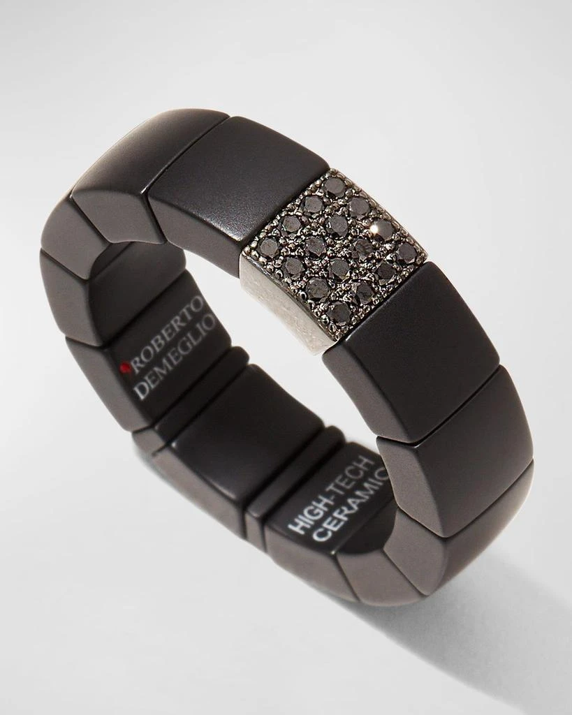 Roberto Demeglio Men's Scacco Matte Black Ceramic Ring with Diamond Link 3