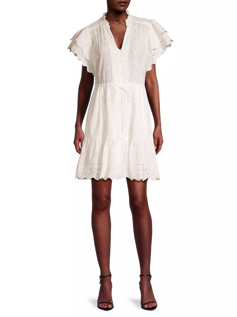 Birds of Paradis Iris Eyelet Minidress