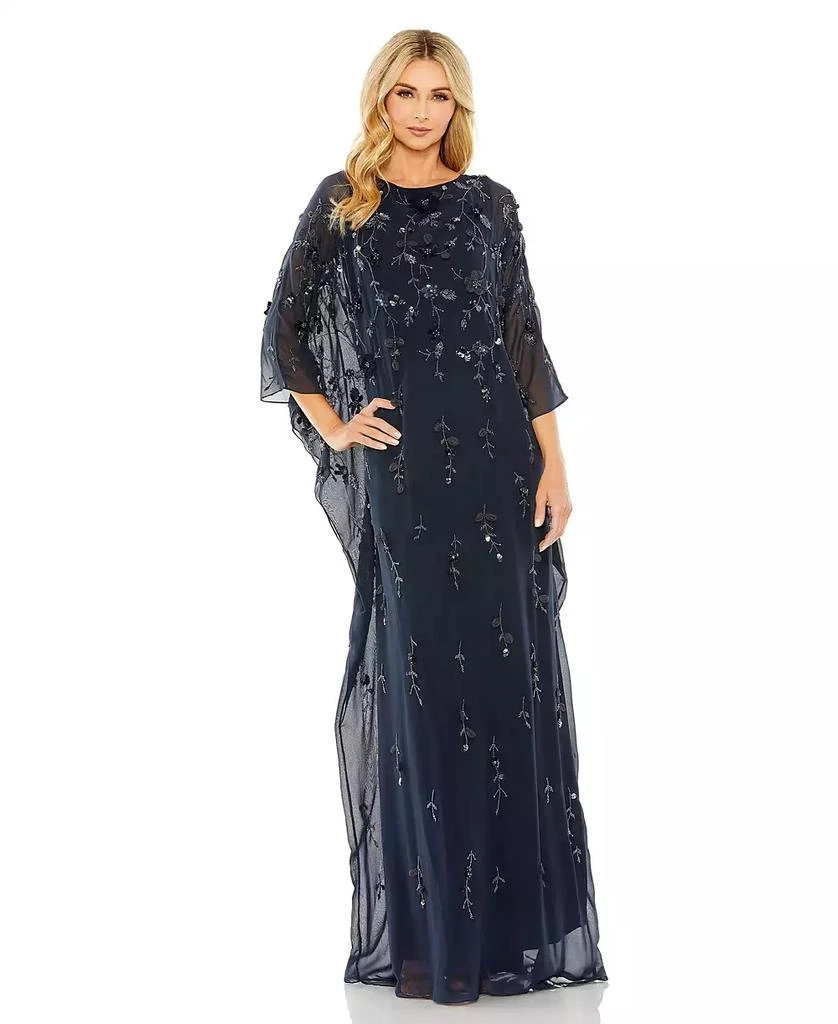 green emerald velvet dress Mac Duggal Embroidered V-Neck Cap Sleeve Midi Dress, Size 22, Sage
