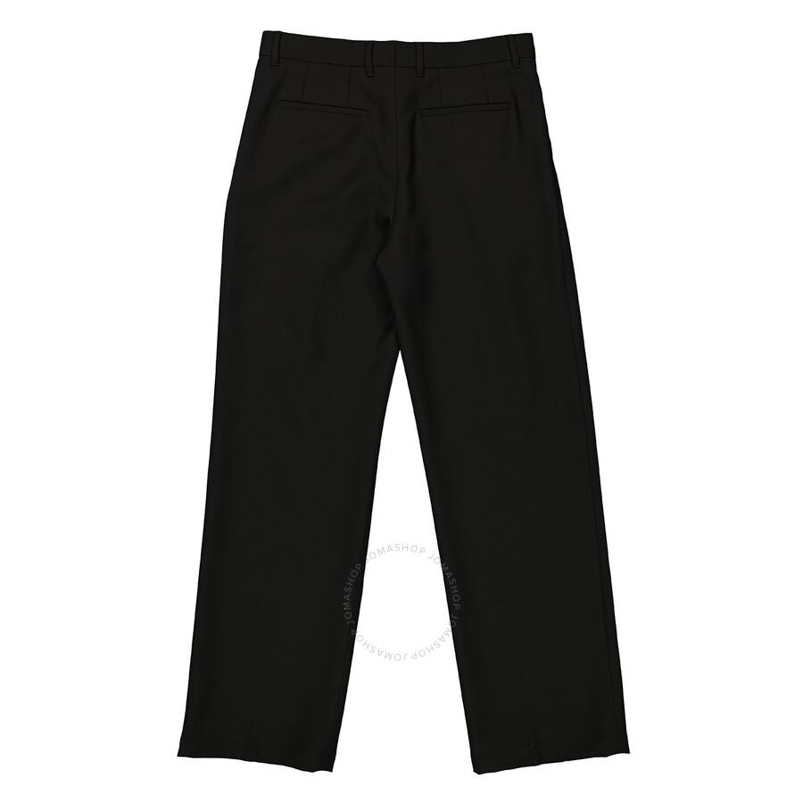 Burberry Men's Black Wide Leg Wool Twill Trousers