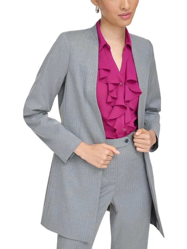 Calvin Klein Petites Womens Pinstripe Suit Separate Open-Front Blazer 1