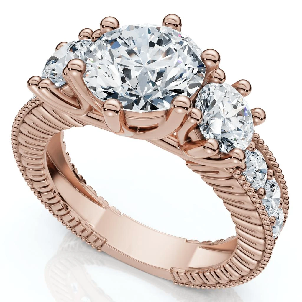 Pompeii3 Certified 3 1/2Ct Elizabeth Diamond Engagement Vintage Ring 14k Gold Lab Grown