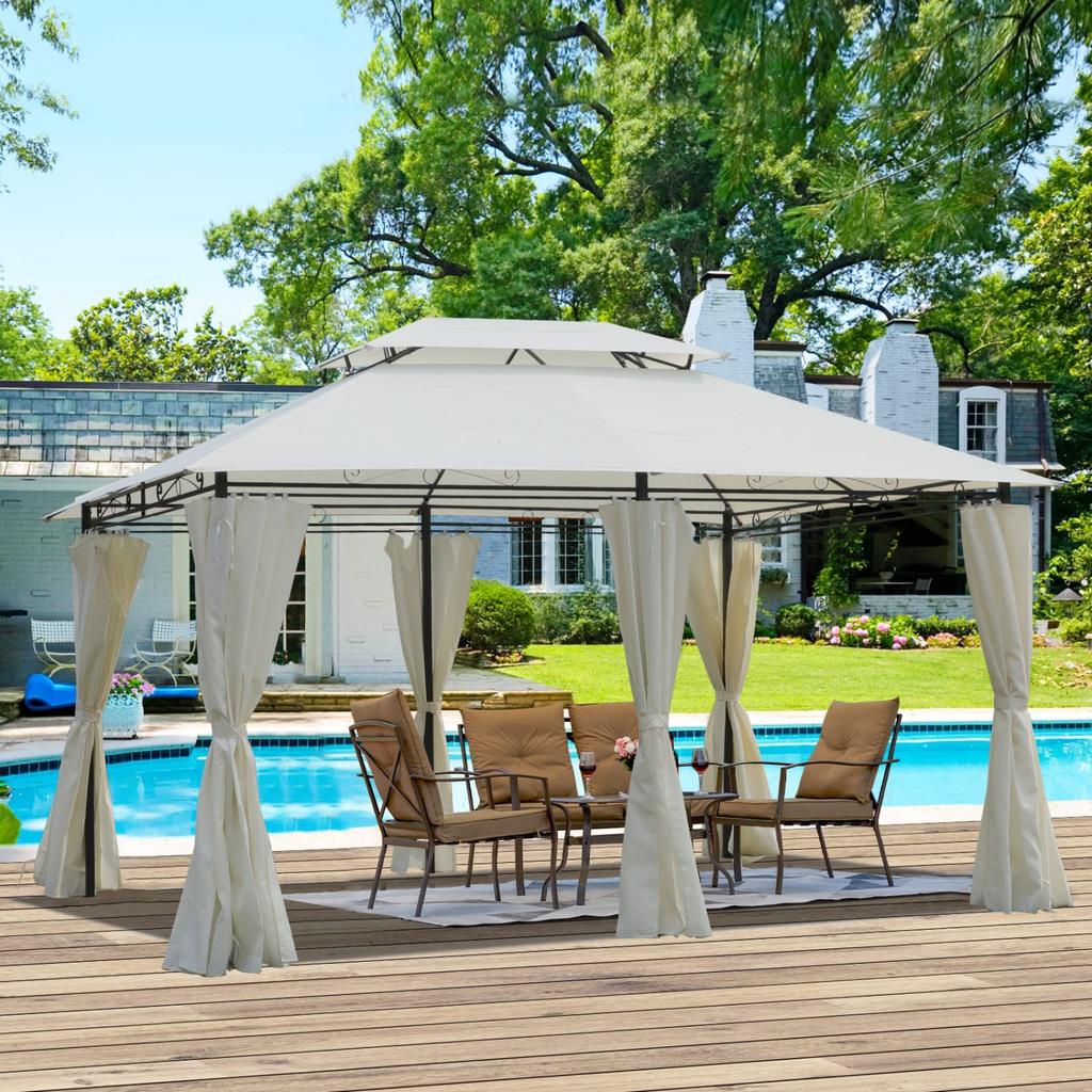 Streamdale Furniture Streamdale 13x10 Outdoor Gazebo Canopy Tent w/ Mosquito Net - BEIGE