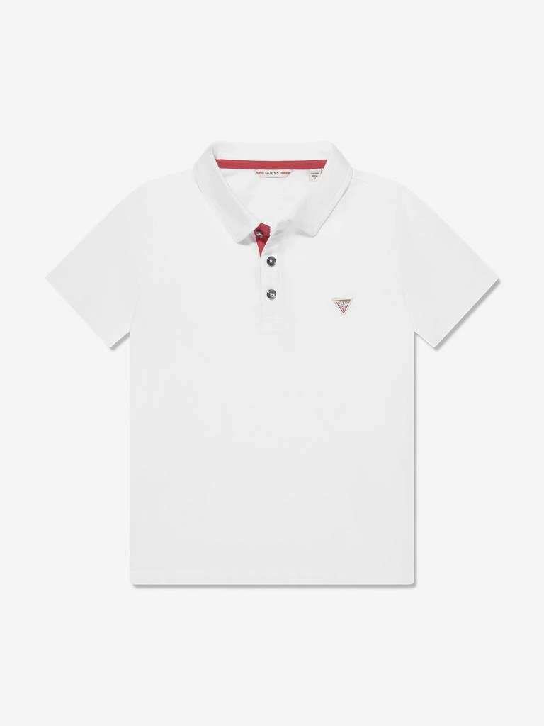 GUESS Guess Boys Logo Polo Shirt in White 1