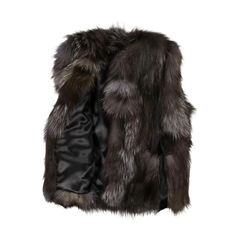 Butka Fur Girls elegant grey and black fur gilet 2