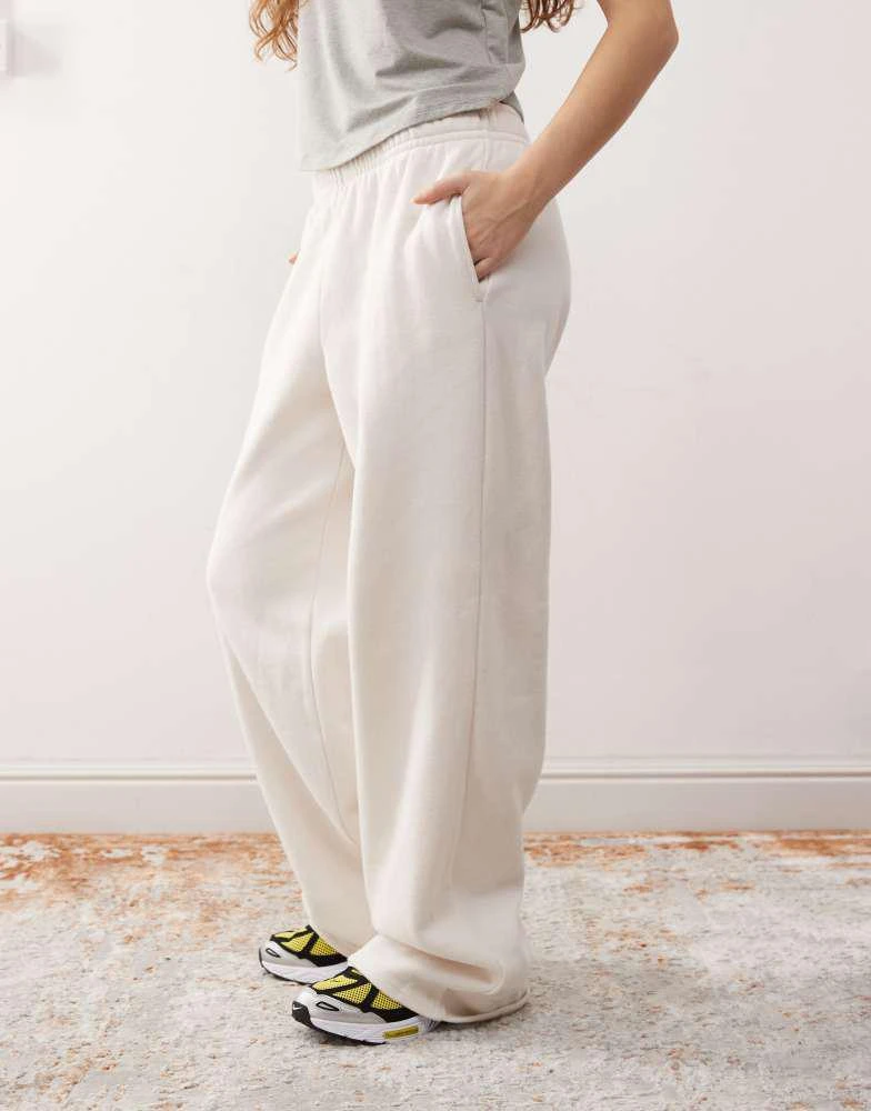 PacSun Pacsun wide leg logo joggers co-ord in cream marl 3