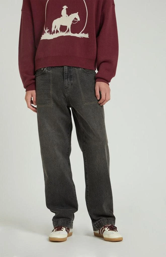 PacSun Black Tinted Contrast Stitch Baggy Jeans 1