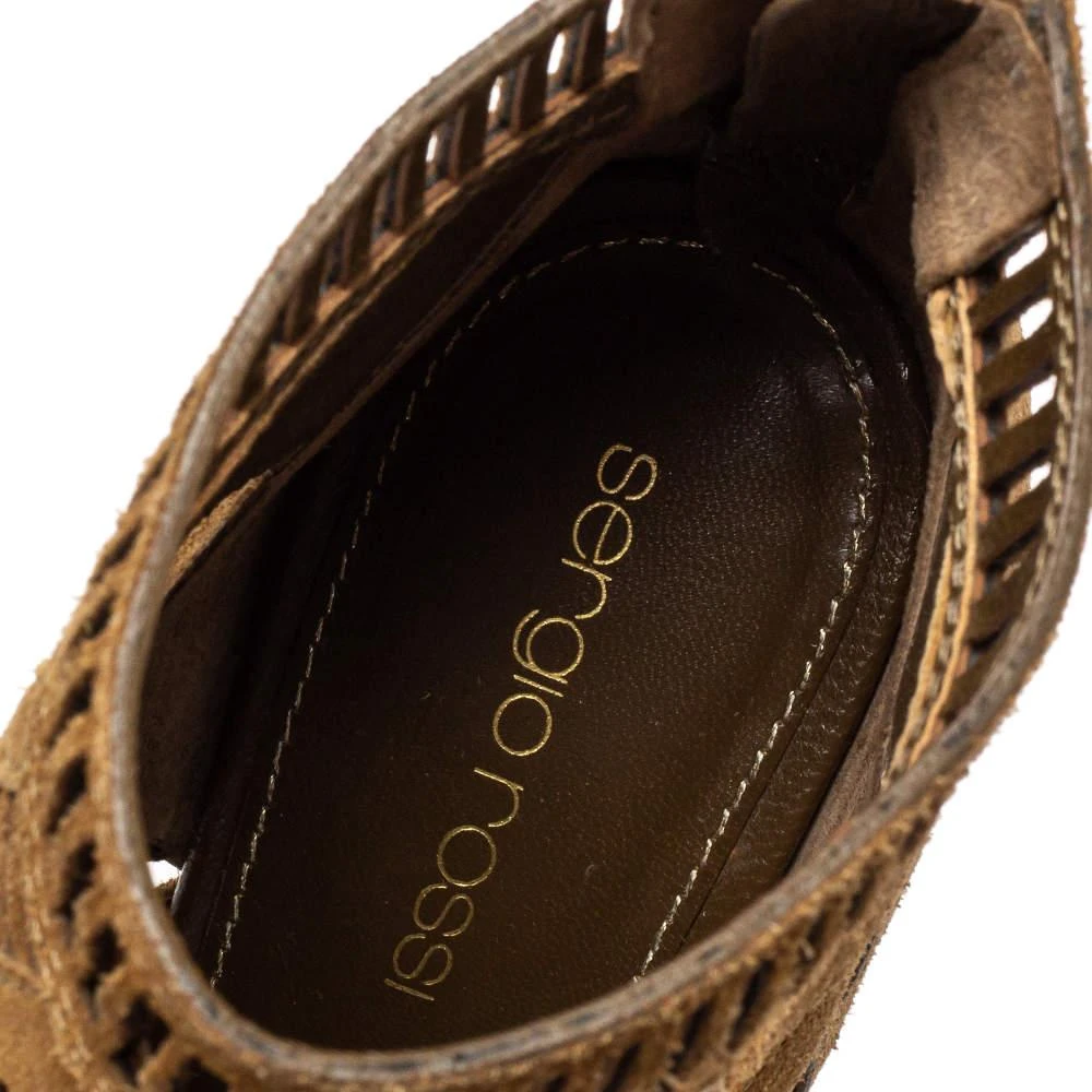 Sergio Rossi Sergio Rossi Brown Laser Cut Suede Open Toe Booties Size 36 7
