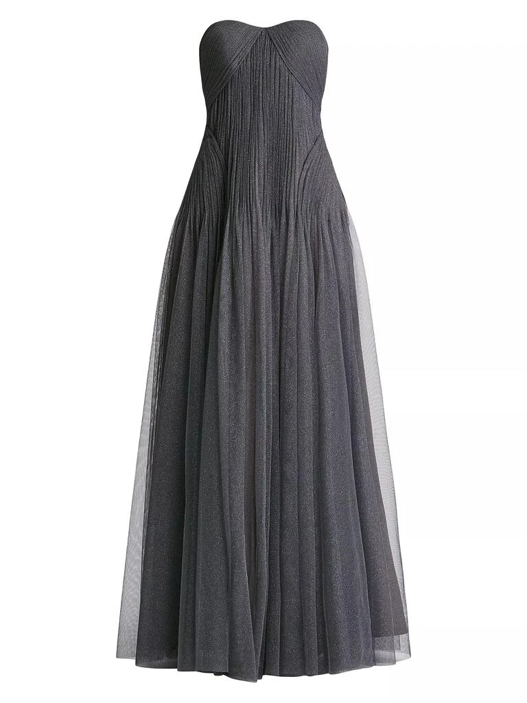 Zac Posen Glitter Tulle Cap-Sleeve Gown 2