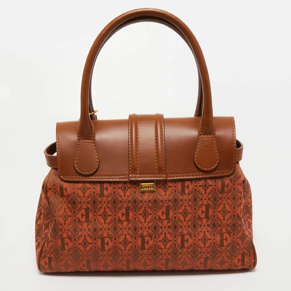 Gianfranco Ferre Gianfranco Ferre Brown Jacquard Fabric and Leather Flap Satchel 4
