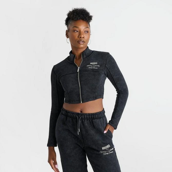 HOODRICH Women's Hoodrich Acid Wash Full-Zip Crop Top 3