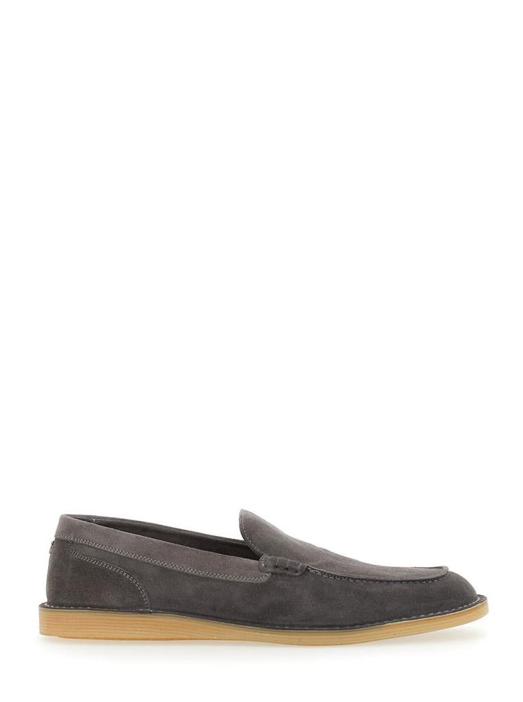 Dolce & Gabbana 'New Florio Ideal' Grey Loafers With Dg Detail In Suede Man