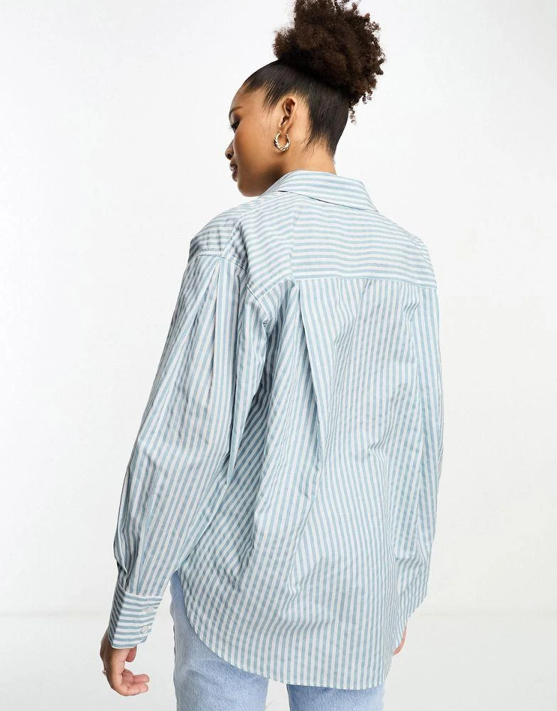 ASOS ASOS DESIGN oversized shirt in blue and white stripe 2